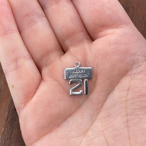 Vintage 925 Sterling Silver "Happy Birthday 21" Pendant Bracelet Charm